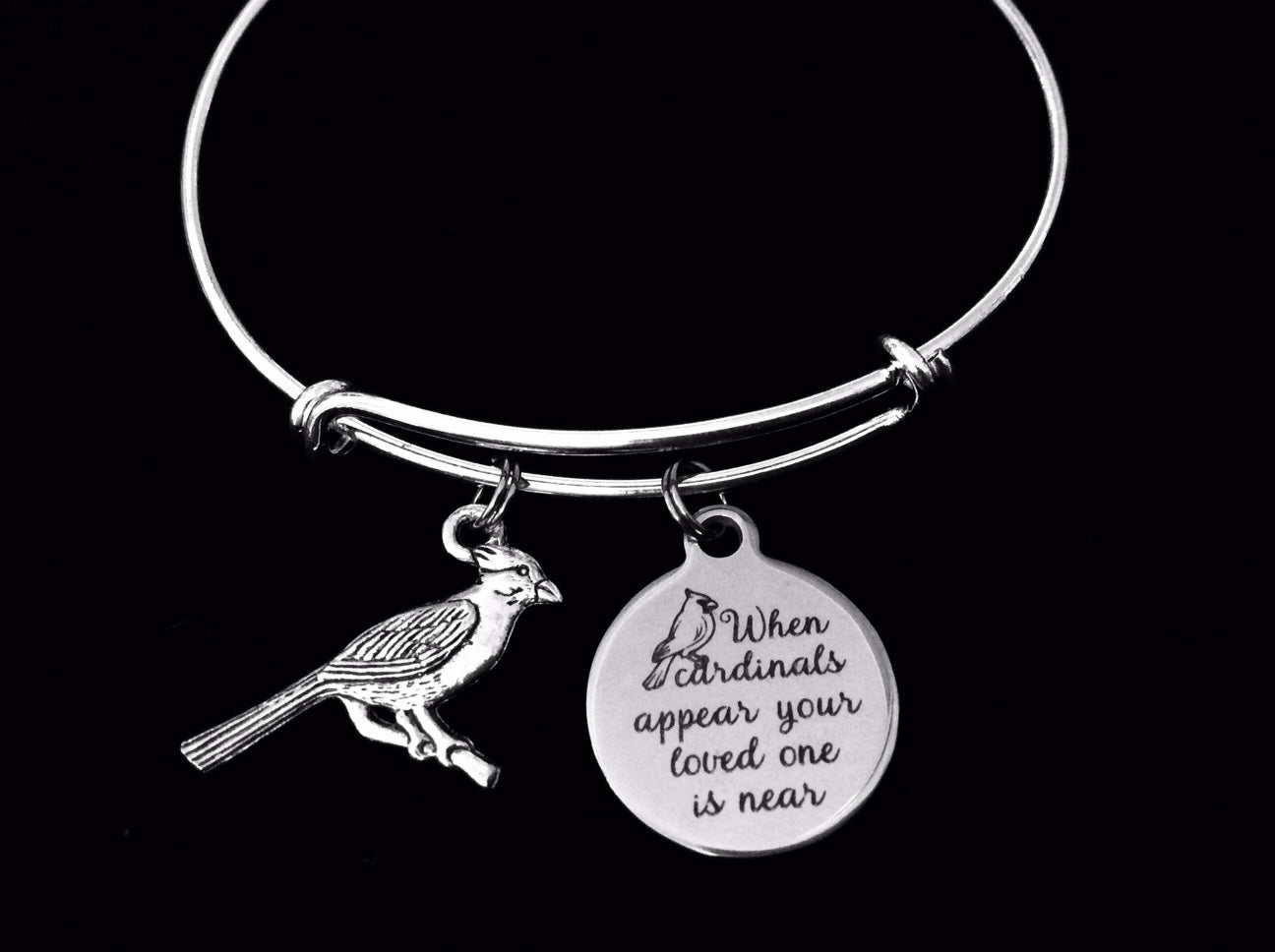 When Cardinals Appear Your Loved One is Near Adjustable Bracelet Expandable Bracelet Bangle Memorial