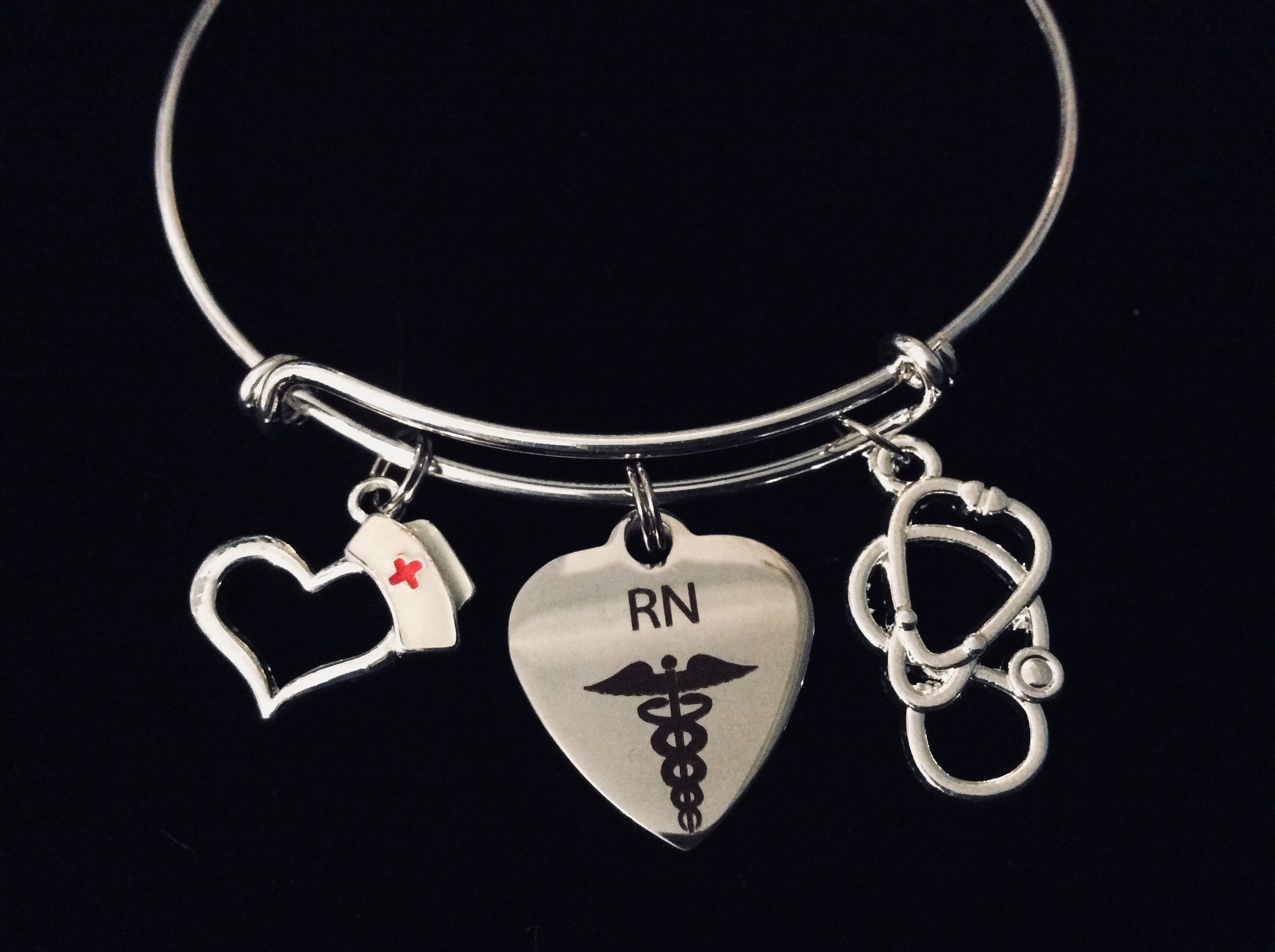 RN Registered Nurse Expandable Bracelet Adjustable Wire Bangle S