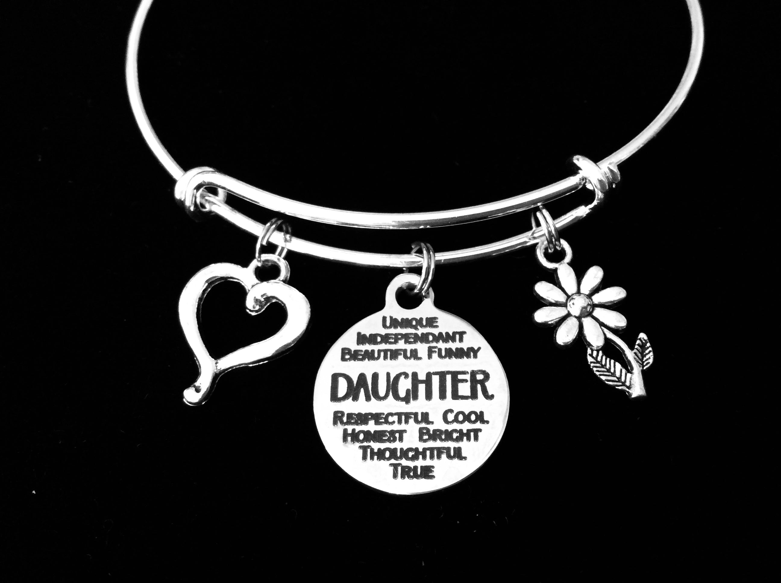 Daughter Jewelry Gift Adjustable Bracelet Expandable Charm Bangl