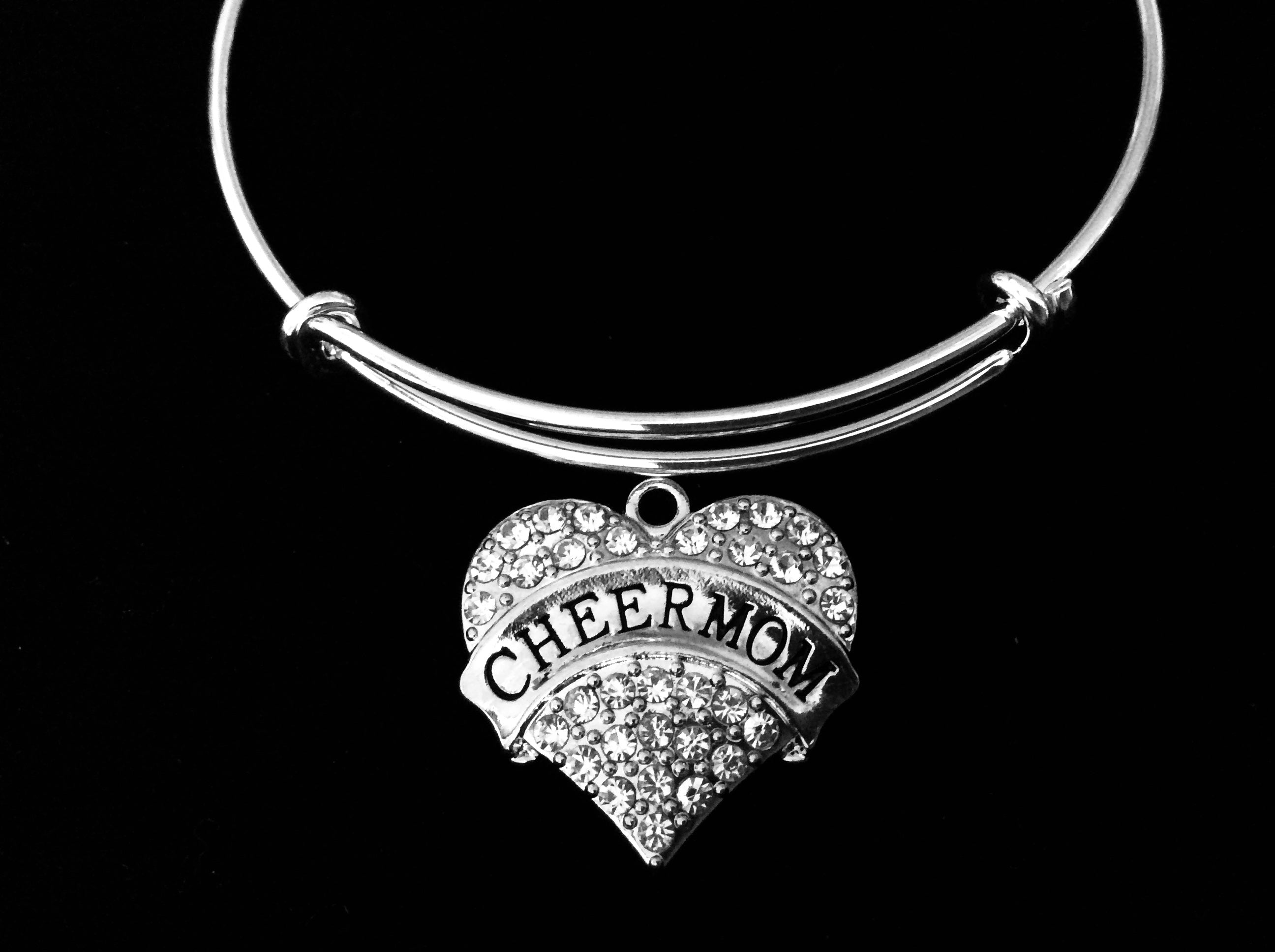 Cheer Mom Jewelry Adjustable Bracelet Expandable Silver Charm Wi