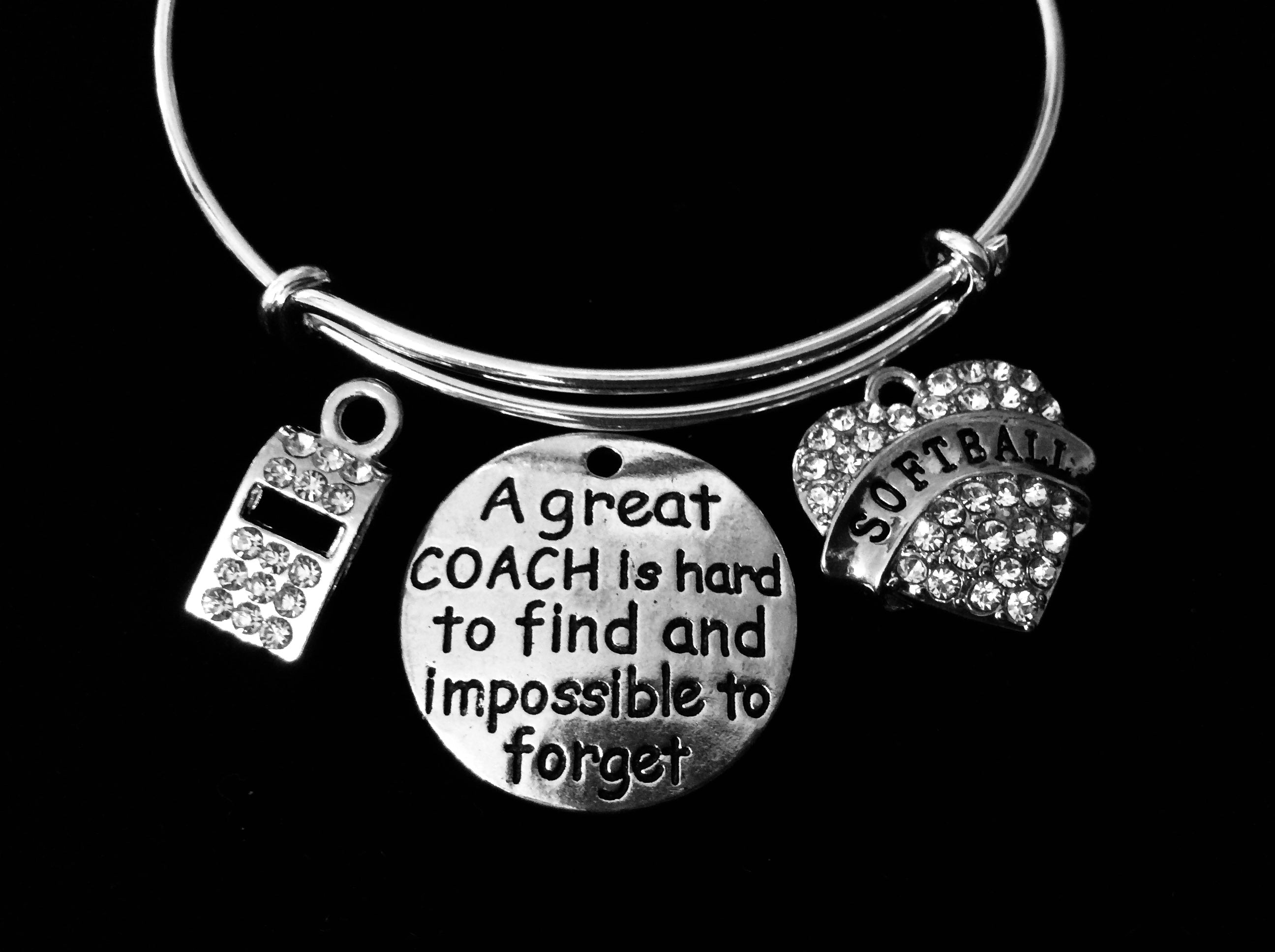 Softball Coach Jewelry Adjustable Bracelet A Great Coach is Hard