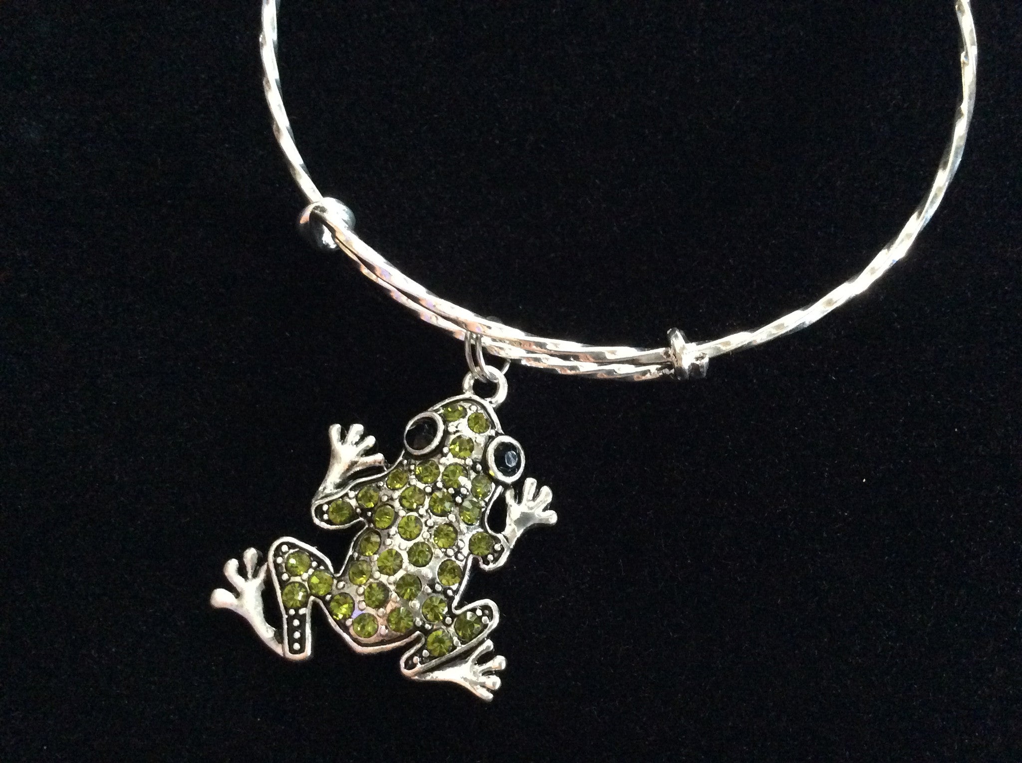 Frog Crystal Heart Expandable Charm Bracelet Adjustable Wire Bangle Gift Trendy Fun Unique Gift