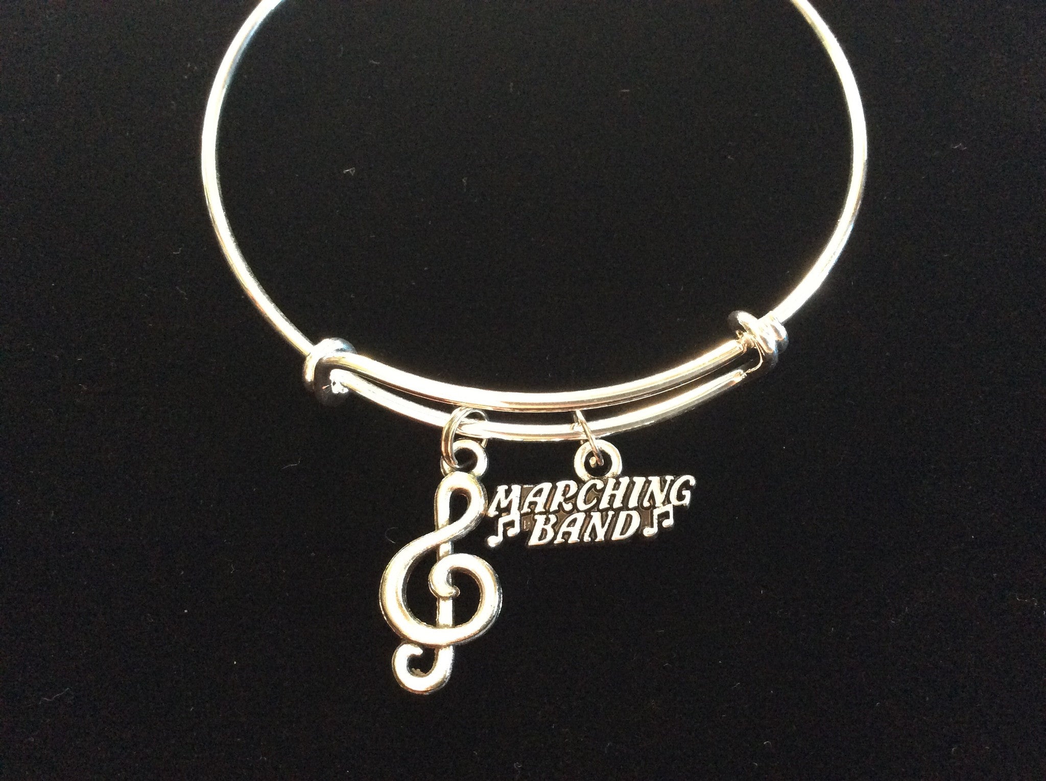 Marching Band Silver Expandable Charm Bracelet Adjustable Wire Bangle Gift Trendy Musician Music tea