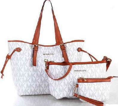 White/Gray/Beige Michael Kors Handbag/ Purse/ Wallet Set – ThaSpot
