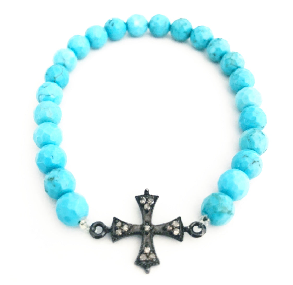 Turquoise Diamond Cross Bracelet