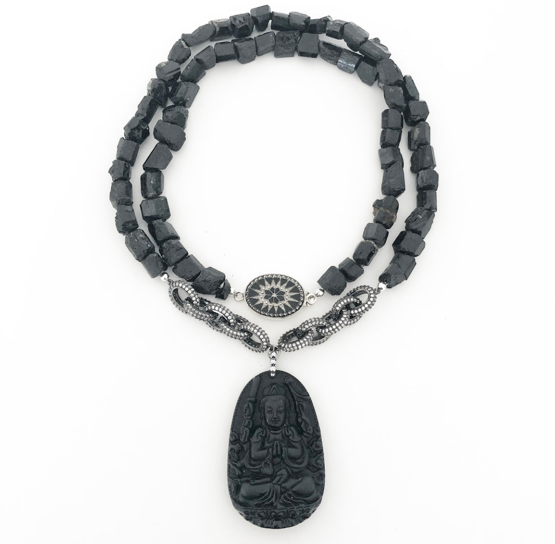 Black Tourmaline Buddha Necklace