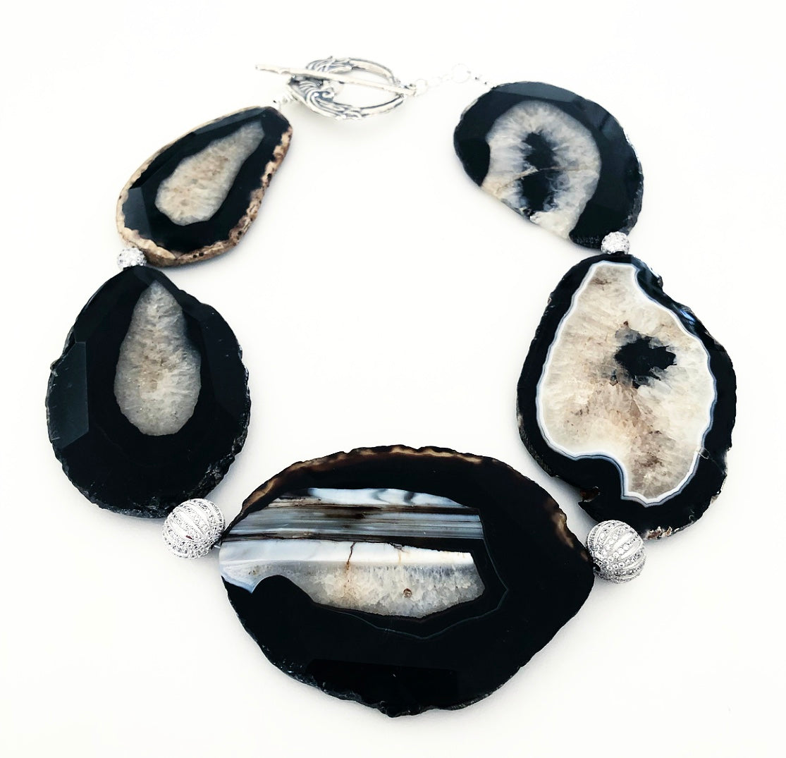 Black & White Agate Necklace