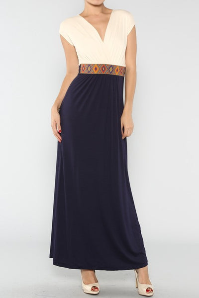 Hidden Treasure Maxi Dress-Navy | laposhstyle