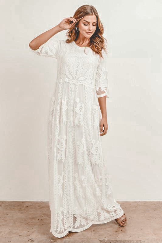 by anthropologie slim lace maxi dress