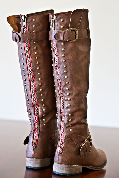 Lady Rebel Boots- Brown | laposhstyle