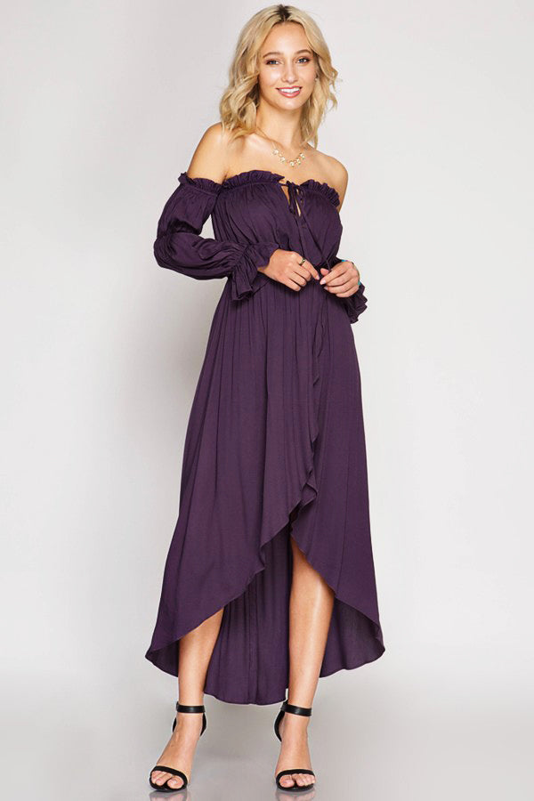 Toppers long sleeve maxi dresses in purple hair los angeles low