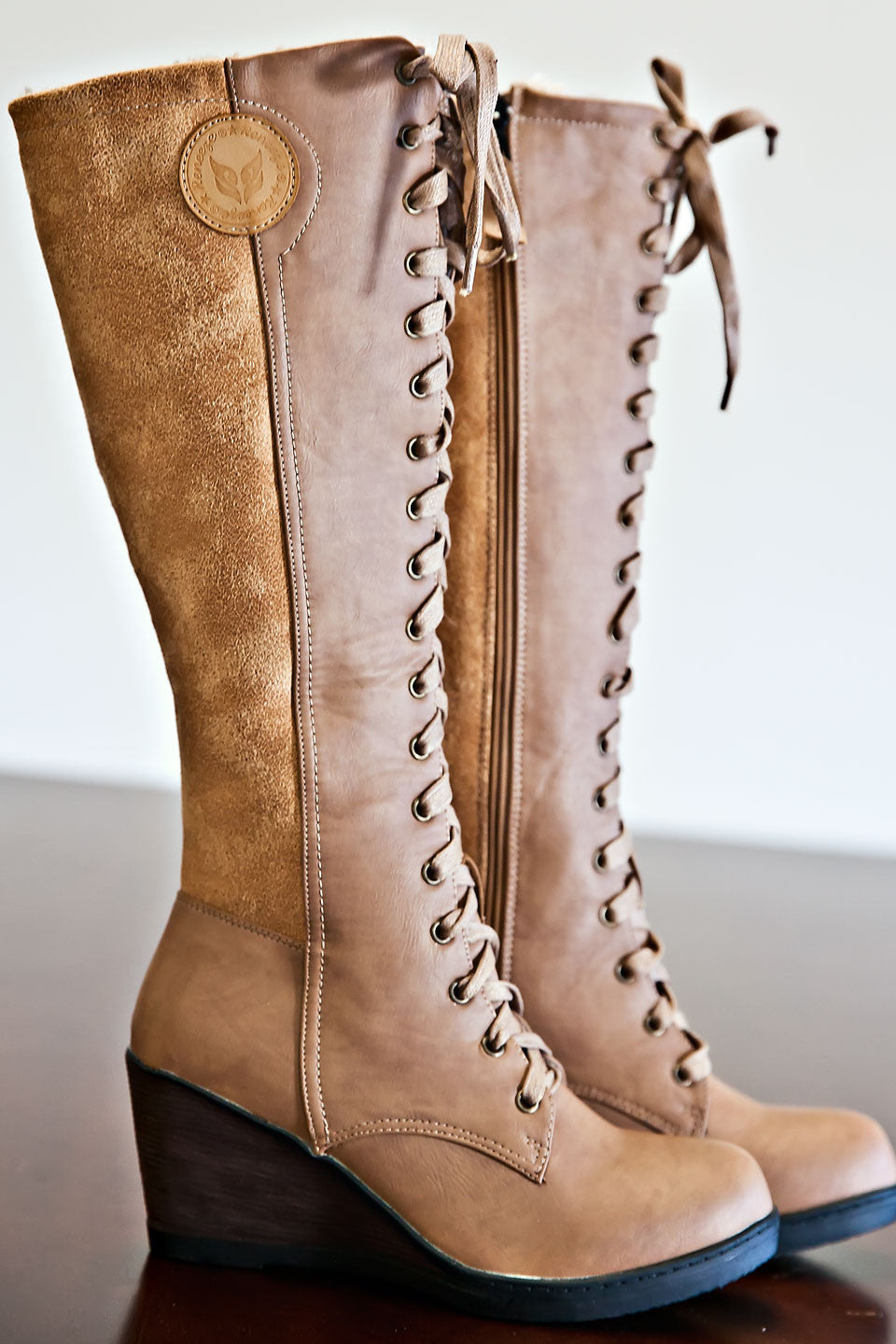 lined lace up boots