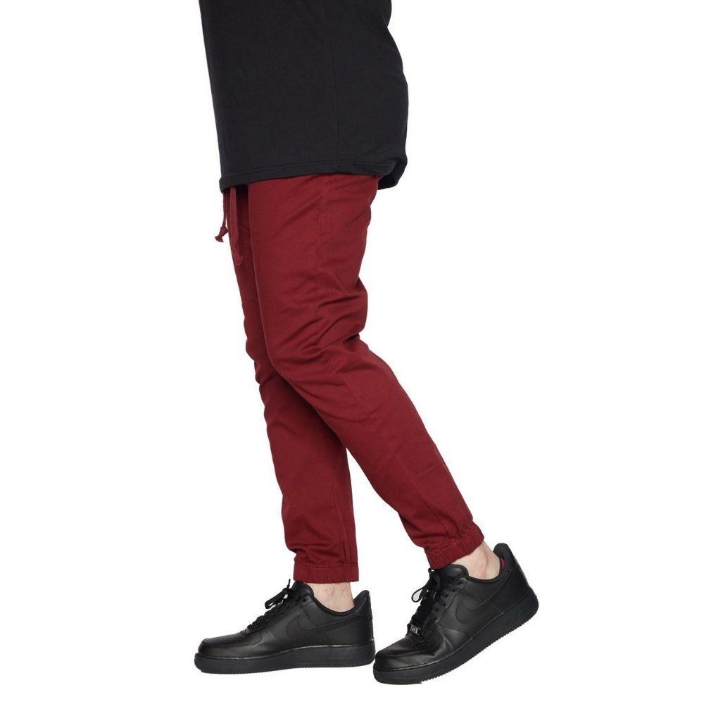 burgundy twill joggers