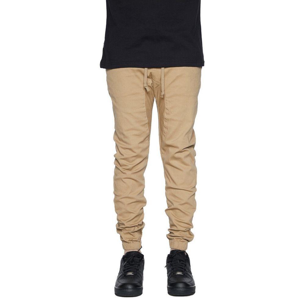 mens skinny twill joggers