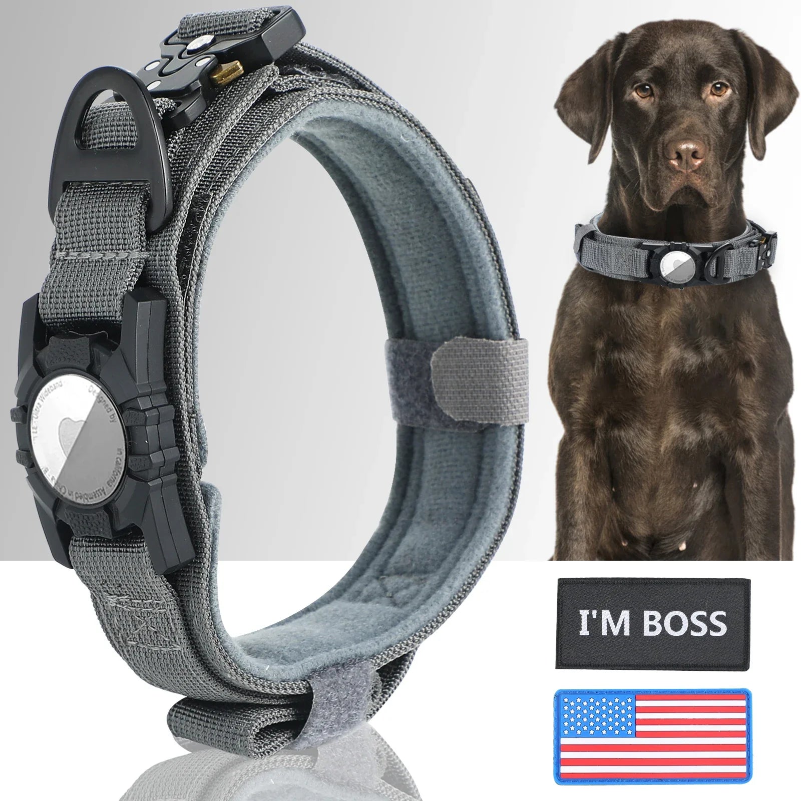 AirTag Dog Collar with Handle, Tactical Dog Collar for Large Medium Dogs - Image 9