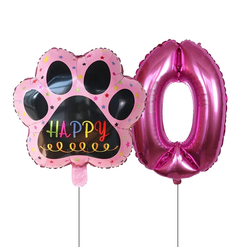 2 Pieces/Set Let us Pawty Big Dog PAWS Aluminum Balloons - Image 3