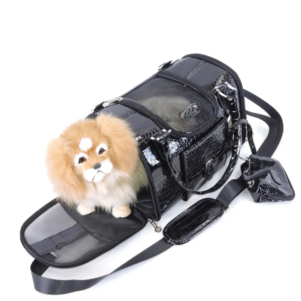 Portable PU Leather Dog Carrier Bag for Small Dogs - Image 3