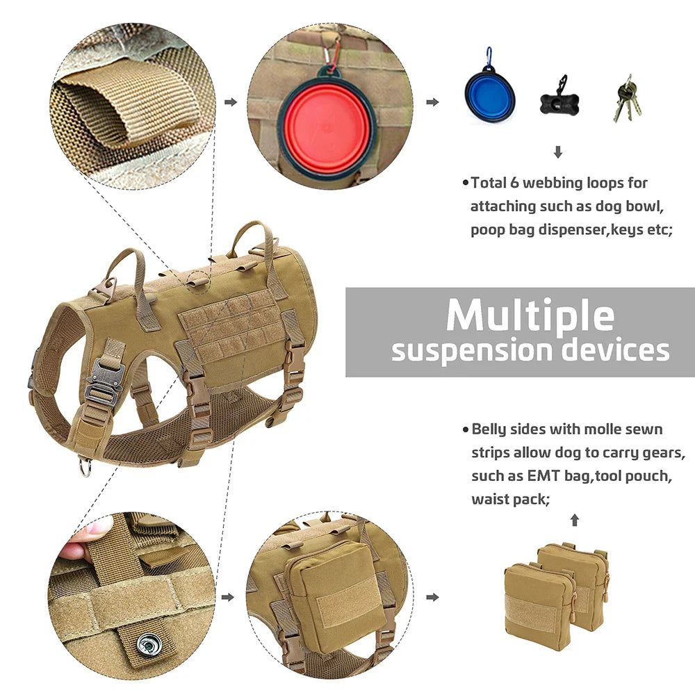 Tactical Military Dog Harness Set - Vest, Leash, Pouches - Image 6