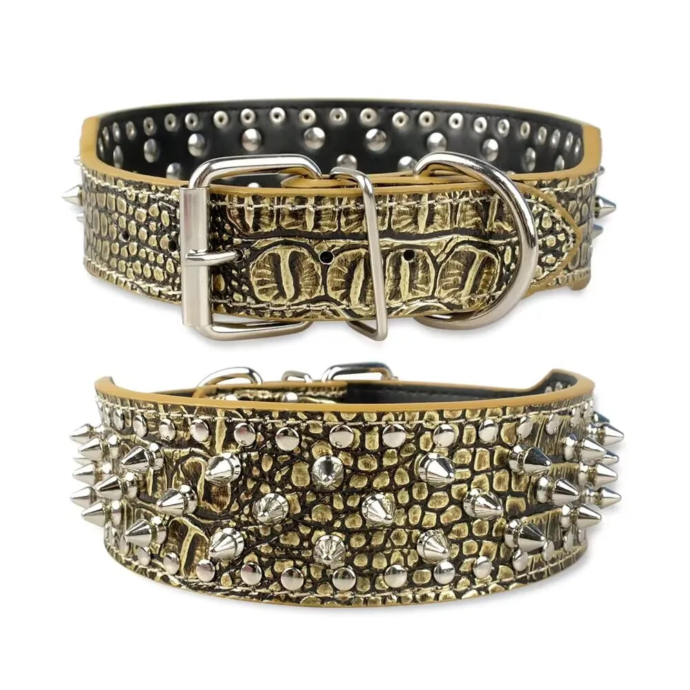 Spiked Studded Dog Collar with Traction Rope Adjustable Fit - Image 4