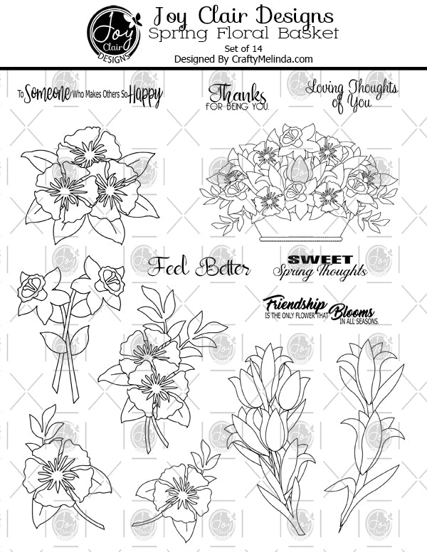 Spring Floral Basket Digital Stamp Set