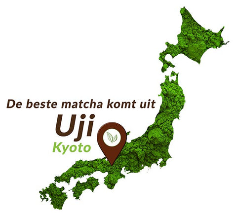 Onze Hey Matcha Groene thee poeder komt uit Uji Japan