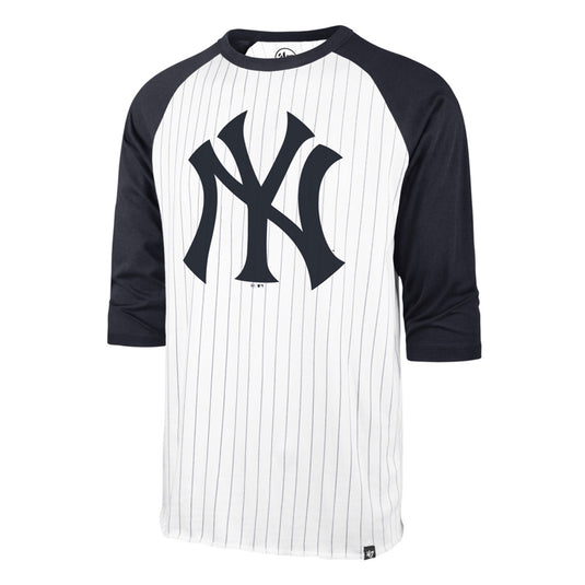 MLB, Tops, New York Yankees White Blue Raglan Sleeve Baseball Tee Tshirt  Small Or Medium