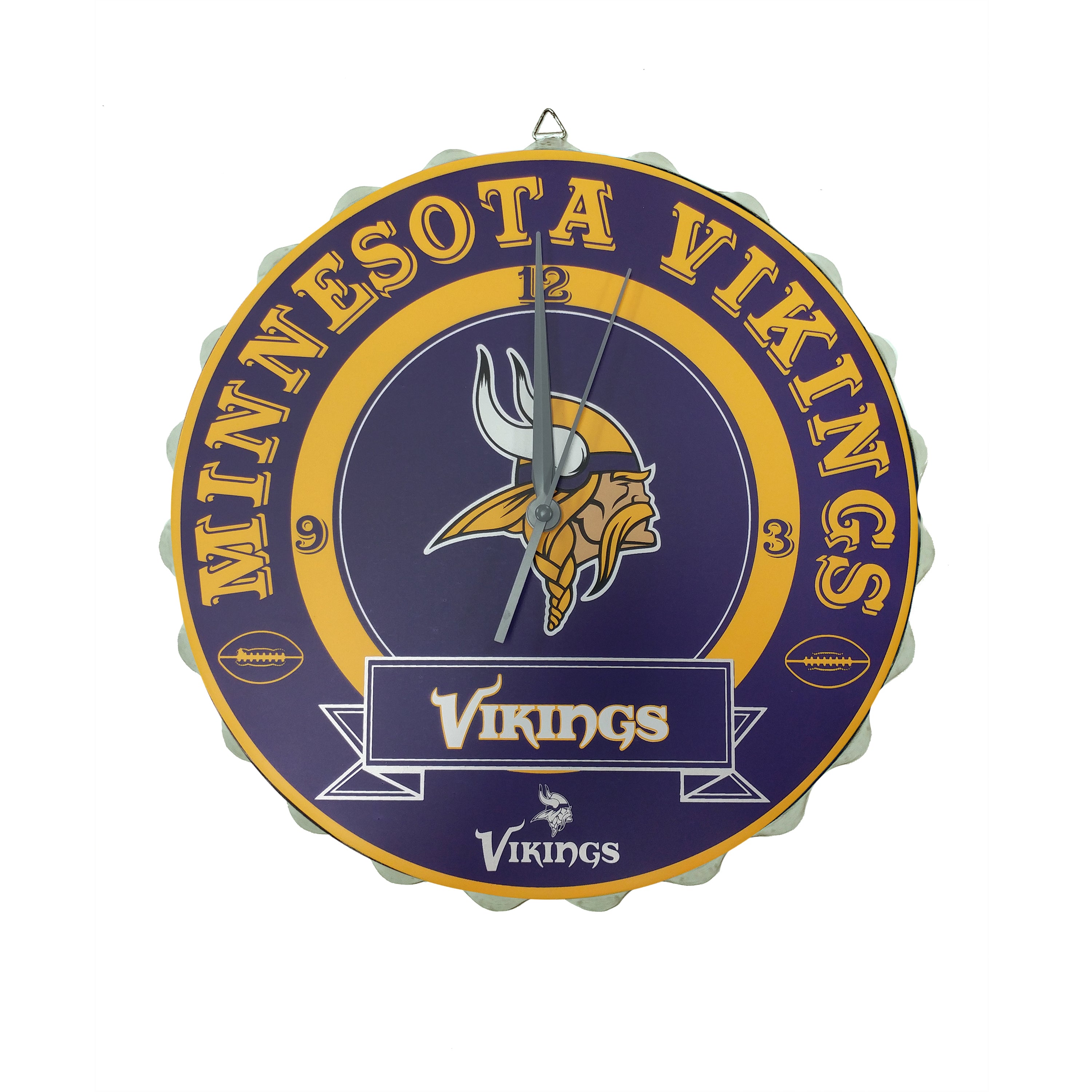 Minnesota Vikings Nfl Bottle Cap Wordmark Wall Clock Sport Army