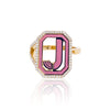 Gatsby Initial Ring with Diamonds