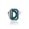 Gatsby Initial Ring with Diamonds - Fifteen Colors