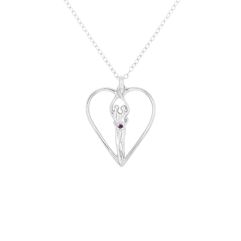 Medium Soulmate Heart Necklace, .925 Genuine Sterling Silver, 18