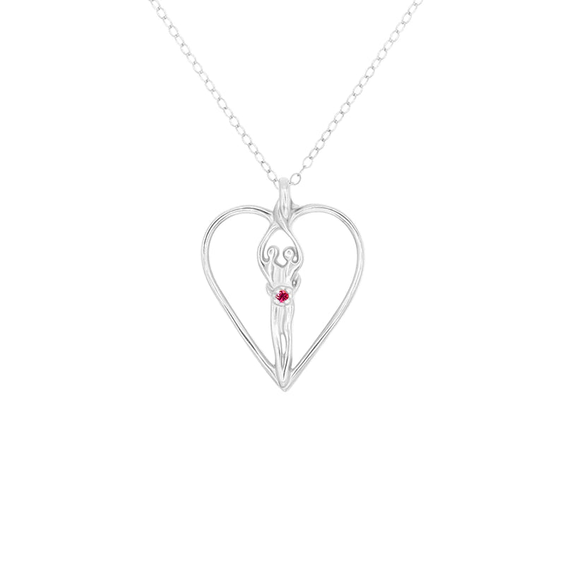 Medium Soulmate Heart Necklace, .925 Genuine Sterling Silver, 18