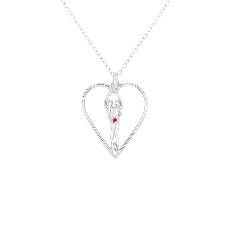 Medium Soulmate Heart Necklace, .925 Genuine Sterling Silver, 18