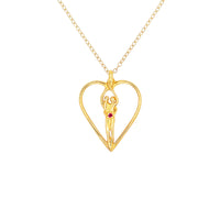 Medium Soulmate Heart Necklace, .925 Genuine Sterling Silver with 14kt. Gold Overlay, 18