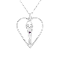 Large Soulmate Heart Necklace, .925 Genuine Sterling Silver, 18