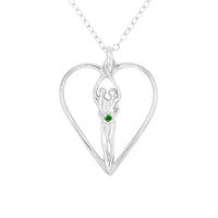 Large Soulmate Heart Necklace, .925 Genuine Sterling Silver, 18