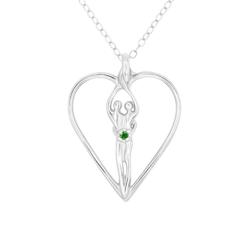 Large Soulmate Heart Necklace, .925 Genuine Sterling Silver, 18