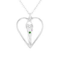 Large Soulmate Heart Necklace, .925 Genuine Sterling Silver, 18