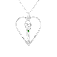 Large Soulmate Heart Necklace, .925 Genuine Sterling Silver, 18
