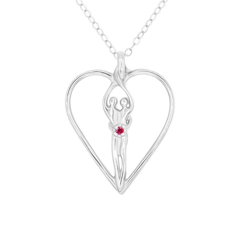 Large Soulmate Heart Necklace, .925 Genuine Sterling Silver, 18