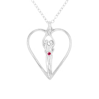 Large Soulmate Heart Necklace, .925 Genuine Sterling Silver, 18