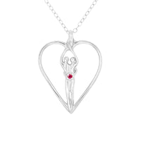 Large Soulmate Heart Necklace, .925 Genuine Sterling Silver, 18