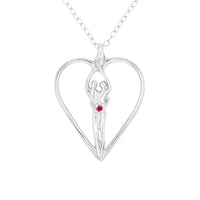 Large Soulmate Heart Necklace, .925 Genuine Sterling Silver, 18