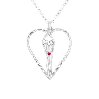 Large Soulmate Heart Necklace, .925 Genuine Sterling Silver, 18