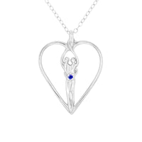 Large Soulmate Heart Necklace, .925 Genuine Sterling Silver, 18