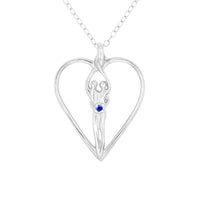 Large Soulmate Heart Necklace, .925 Genuine Sterling Silver, 18