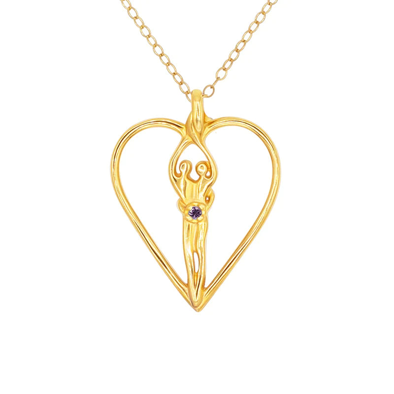 Large Soulmate Heart Necklace, .925 Genuine Sterling Silver with 14kt. Gold overlay, 18
