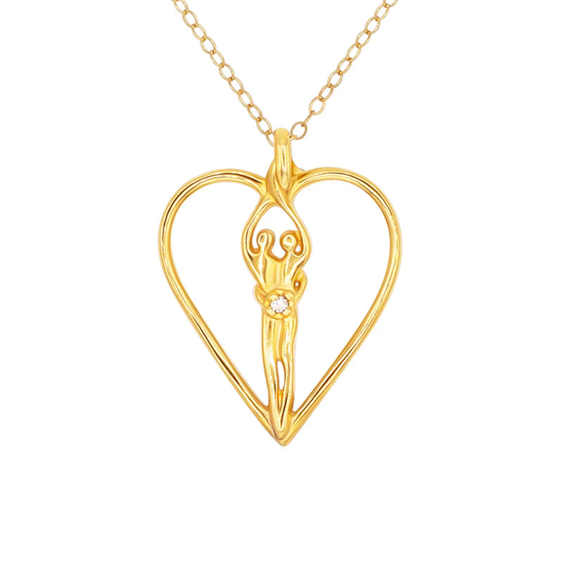 Large Soulmate Heart Necklace, .925 Genuine Sterling Silver with 14kt. Gold overlay, 18
