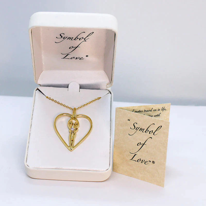Large Soulmate Heart Necklace, .925 Genuine Sterling Silver with 14kt. Gold overlay, 18