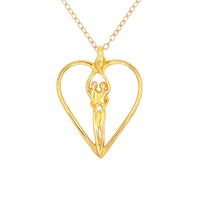 Large Soulmate Heart Necklace, .925 Genuine Sterling Silver with 14kt. Gold overlay, 18
