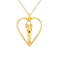 Large Soulmate Heart Necklace, .925 Genuine Sterling Silver with 14kt. Gold overlay, 18